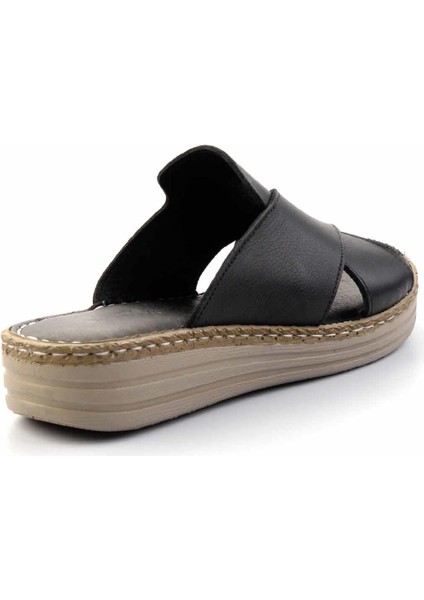 Siyah Hakiki Deri Kadın Terlik K04281030203 modelleri