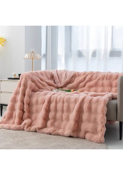 Tek Kişilik Kalın Tavşan Peluş Tv Battaniyesi (1 Adet) Çok Yumuşak