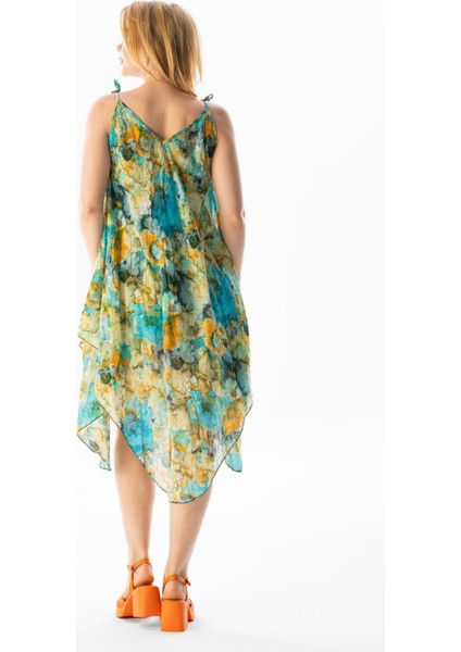 Askılı Vual Afrodit Midi Boy Yazlık Elbise Batik Turkuaz 6212 fiyatları