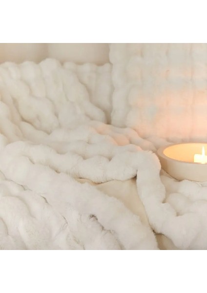 Tek Kişilik Kalın Tavşan Peluş Tv Battaniyesi (1 Adet) Çok Yumuşak