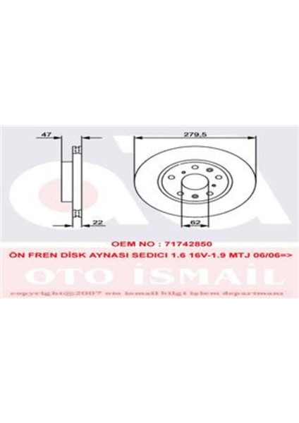 Ön Fren Aynasi Fiat Sedici 1.6 16V-1.9MTJ 06 Suzuki Sx4 1.5-1.6VVTI-1.9DDIS 06 2