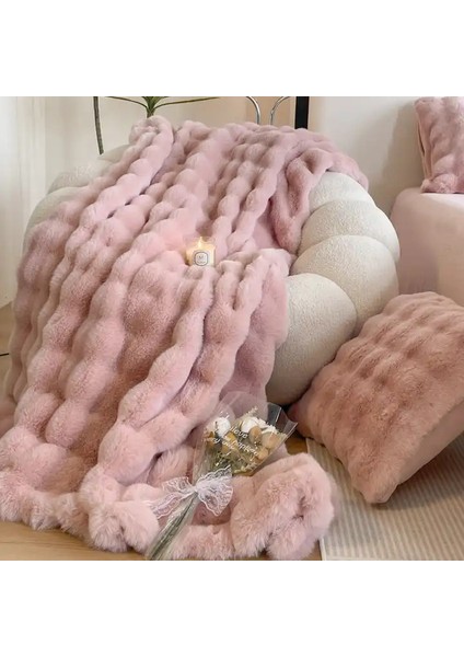 Tek Kişilik Kalın Tavşan Peluş Tv Battaniyesi (1 Adet) Çok Yumuşak modelleri