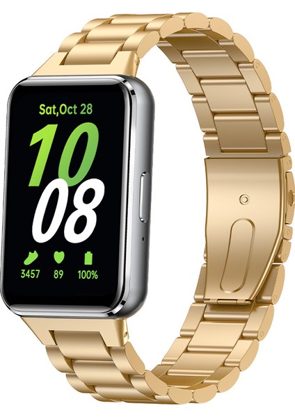 Samsung Galaxy Fit 3 R390 Uyumlu Metal Baklalı Çelik Kordon Kayış