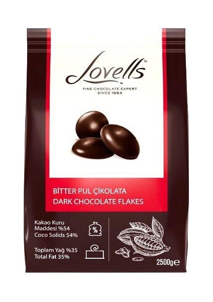 Elit Çikolata Lovells Bitter Pul Çikolata (2,5kg)