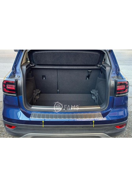 Vw T-Cross Krom Arka Tampon Üstü Koruma 2018> Paslanmaz Çelik Taşlı modelleri