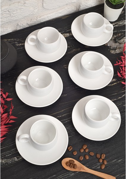 12 Parça Fincan Takımı | 6 Kişilik Fincan Seti | Beyaz Tombul Model fiyatları