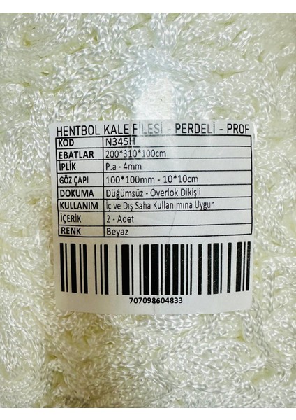 Hentbol Kale Filesi-Perdeli-Profesyonel(Maç FILESI)(200CMX310CMX100CM) 4mm modelleri