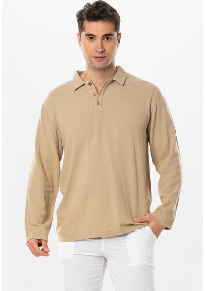 Uzun Kol Foça Violet Erkek Yazlık Tshirt Vizon Vzn