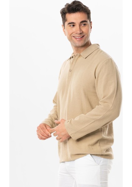 Uzun Kol Foça Violet Erkek Yazlık Tshirt Vizon Vzn fırsatları