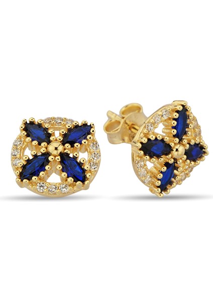 Taşlı Çivili Altın Küpe CGKKP031