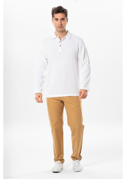 Uzun Kol Foça Violet Erkek Yazlık Tshirt Beyaz Byz fırsatları