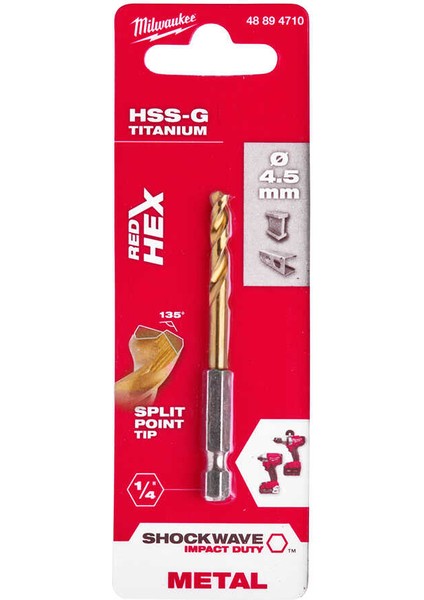 Metal Matkap Ucu Hex Girişli Hss-G 4,5x 76 mm T48894710 Mılwaukee fiyatları