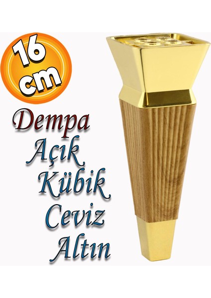 Dempa Lüks Mobilya Kanepe Sehpa Tv Ünitesi Koltuk Ayağı Baza Ayakları Açık Kübik Ceviz 16 cm