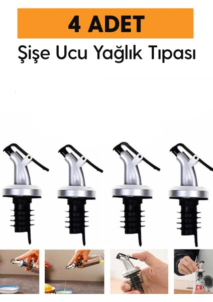 4 Adet Yağ Tıpası Yağdanlık Şişe Ucu Yağlık Sirkelik Sosluk Başlığı Damlatmaz