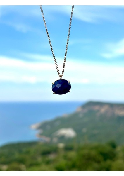 Doğaltaş Oval Lapis Taşı Kolye