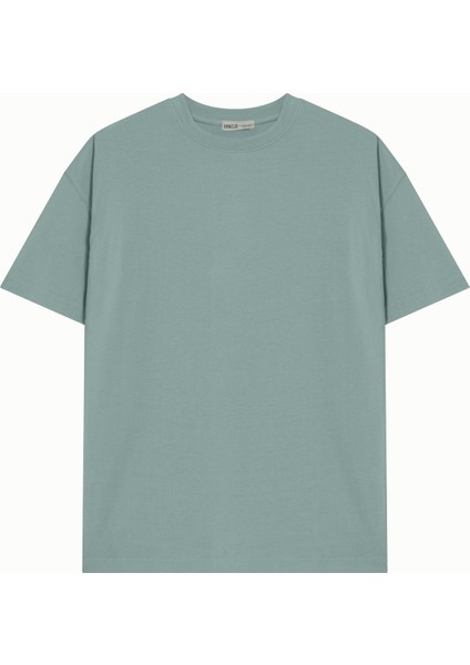 Unisex Mint %100 Pamuk Basic Avrupa Kalıp/oversize Fit Kesim Bisiklet Yaka Kısa Kollu T-Shirt