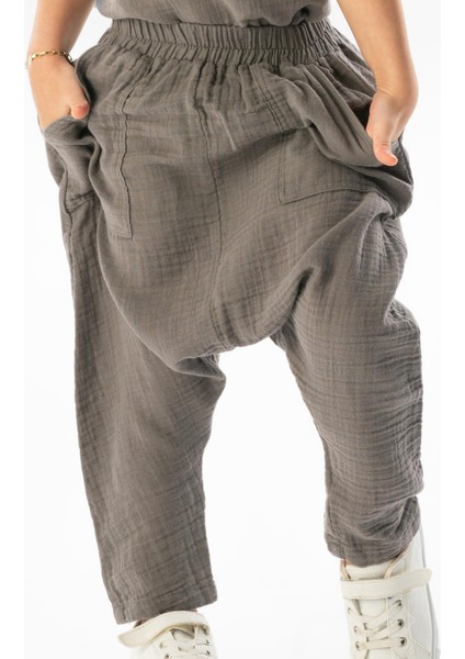 Batı Yazlık Müslin Kız Çocuk Şalvar Gri Gri modelleri