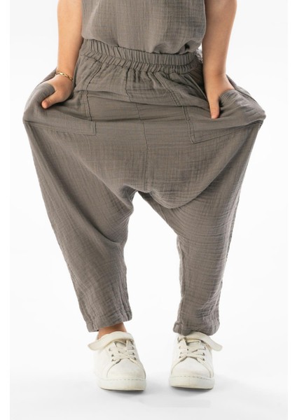 Batı Yazlık Müslin Kız Çocuk Şalvar Gri Gri indirimleri