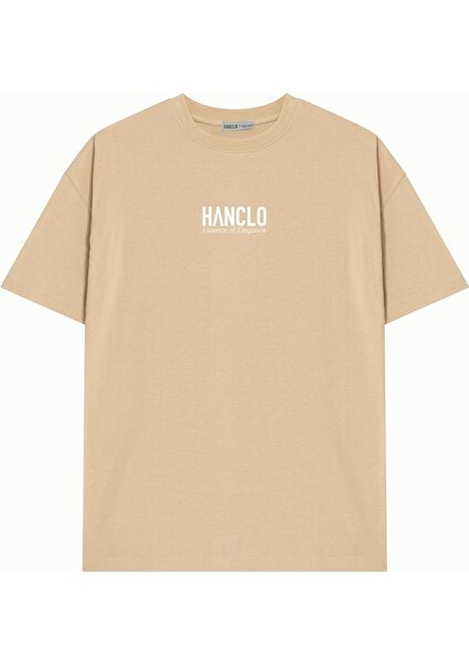 Ünisex Hanclo Baskılı Avrupa Kalıp/oversize Fit Kesim Bisiklet Yaka Kısa Kollu T-Shirt