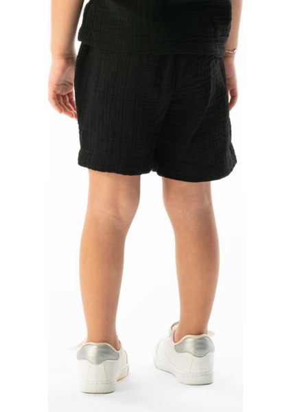 Batı Cep Detaylı Yazlık Müslin Kız Çocuk Şort Siyah Syh fiyatları