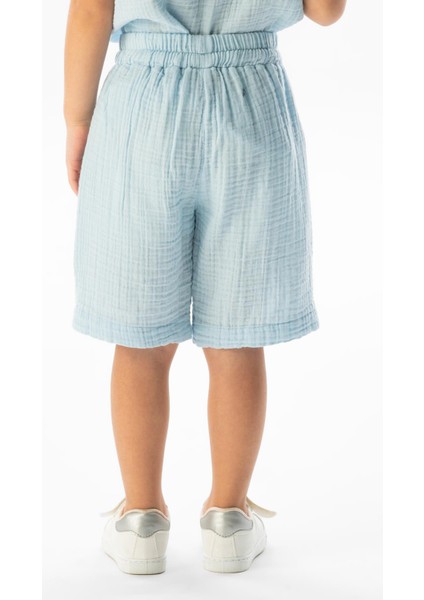 Batı Cep Detaylı Yazlık Müslin Kız Çocuk Şort Buz Mavi Bmv fiyatları