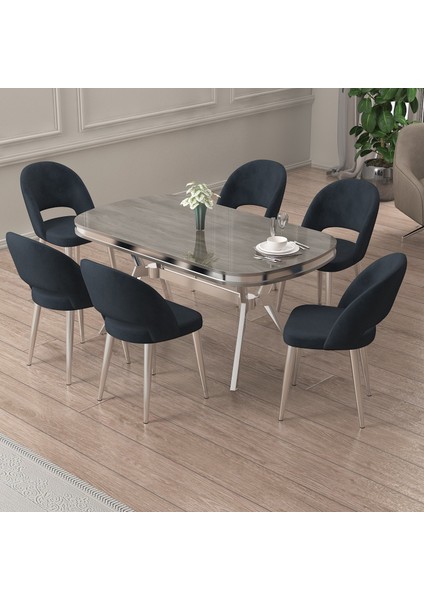 Jita Serisi 90x160 Lak Panel Antrasit Ironi Masa Takımı 6 Antrasit Sandalye fiyatları