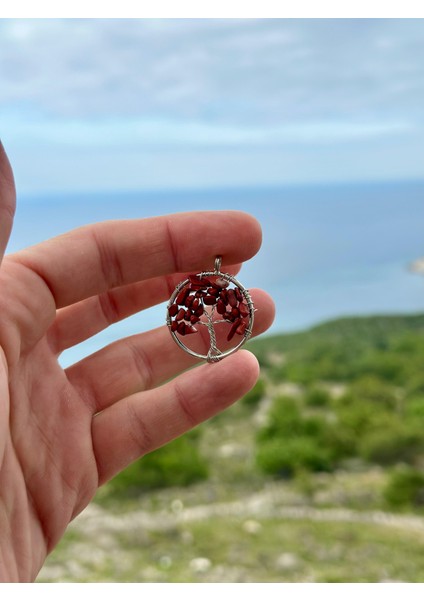 Doğaltaş Hayat Ağacı Jasper Taşı Kolye