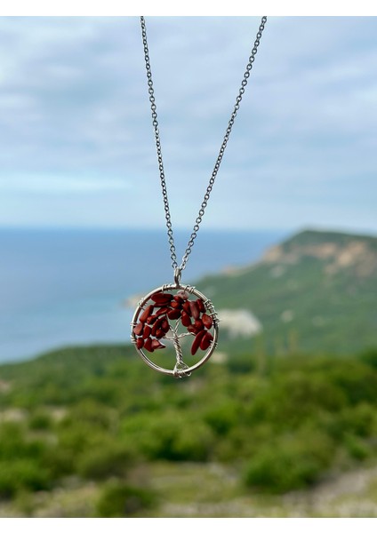 Doğaltaş Hayat Ağacı Jasper Taşı Kolye