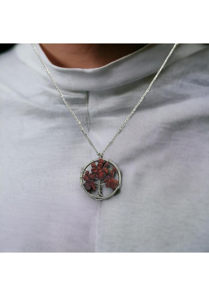 Doğaltaş Hayat Ağacı Jasper Taşı Kolye