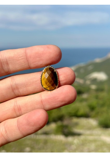 Doğaltaş Işlemeli Kaplangözü Taşı Kolye