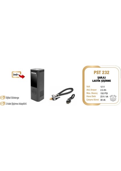 Pst 232 Şarjlı Lastik Şişirme USB Powerbank