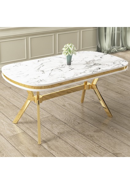Jita Serisi 90x160 Lak Panel Beyaz Mermer Desen Masa Takımı 6 Krem Sandalye modelleri