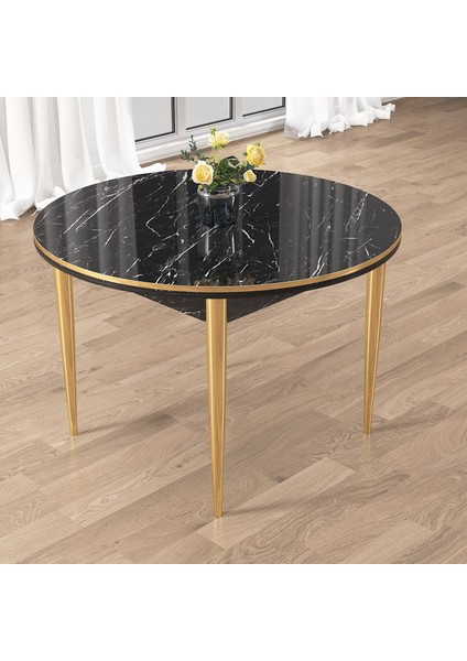 Osle Serisi 80X132 Sabit Siyah Mermer Desen Mutfak Masa Takımı 4 Sandalye Gold Detay modelleri