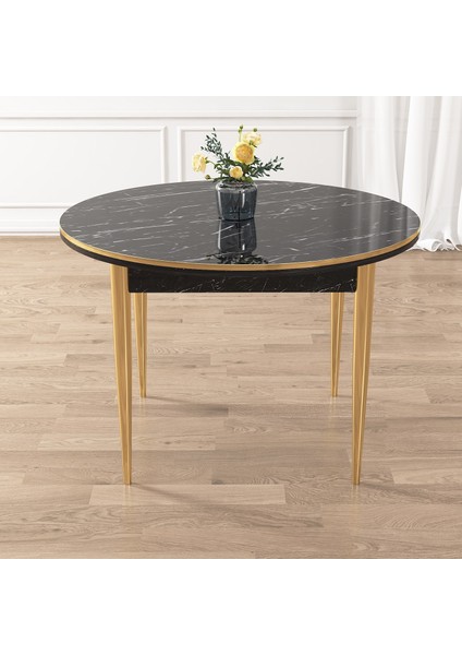 Osle Serisi 80X132 Sabit Siyah Mermer Desen Mutfak Masa Takımı 4 Sandalye Gold Detay fırsatları