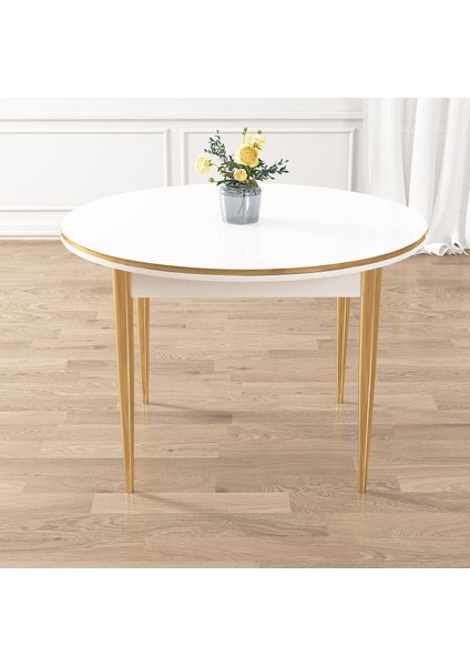 Osle Serisi 80X132 Sabit Beyaz Mutfak Masa Takımı 4 Sandalye Gold Detay modelleri