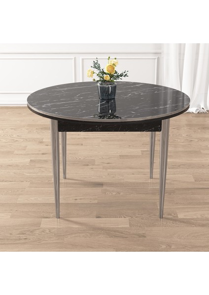 Osle Serisi 80X132 Sabit Siyah Mermer Desen Mutfak Masa Takımı 4 Sandalye Krom Detay fırsatları