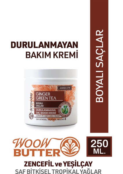 Woow Butter Zencefil Yeşil Çay Durulanmayan Saç Kremi 250ml Boyalı Saçlar