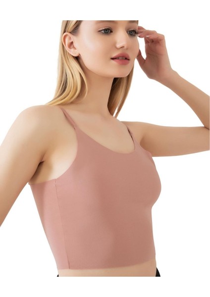 Ince Askılı Dikişsiz V Yaka Iz Yapmaz Büstiyer/croptop