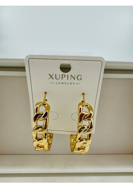 Xupıng Jewelry 14 Ayar Altın Kaplama,halka Büyük Desenli Küpe