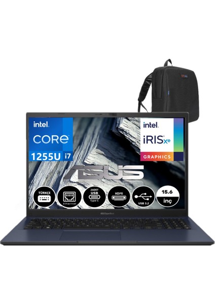 Expertbook B1502CBA B1 Intel Core I7 1255U 24GB 1tb SSD Intel Iris Xe Graphic Fhd 15.6 Freedos Taşınabilir Bilgisayar BI78512B0D08+WEBLEGELSINÇANTA