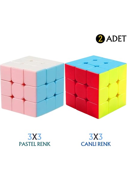 2 Adet Zeka Küpü Sabır Küpü Rübik Küp 3X3X3 Rubik Küp Neon ve Pastel Renk Akıl ve Zeka Oyunu Strateji Oyunu Turnuva Seti Yeniyıl Hediyesi Yılbaşı Hediyesi