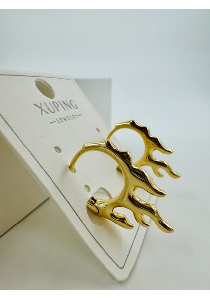 Xupıng Jewelry 14 Ayar Altın Kaplama, Alev Küpe