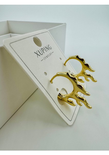 Xupıng Jewelry 14 Ayar Altın Kaplama, Alev Küpe indirimleri