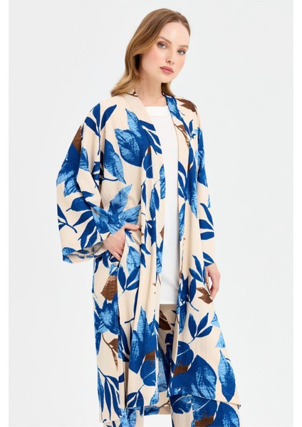 Sarmaşık Desen Baskılı Kimono Takım Mavi fiyatları