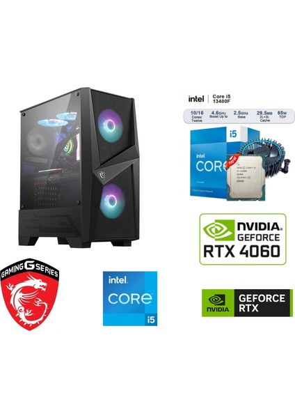 Gaming Pc Msı Ddr5 -8 GB Rtx 4060 - Intel Core I5 -Ddr5 16GB Ram - 1 Tb M.2 SSD - Windows 11 Pro