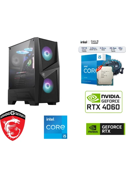 Gaming Pc Msı Ddr5 -8 GB Rtx 4060 -  Intel Core I5 -Ddr5 16GB Ram - 1 Tb M.2 SSD - Windows 11 Pro