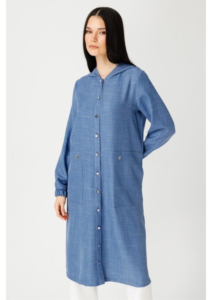 Iri Cepli Kapişon Detaylı Kurtarıcı Giy Çık Tunik Indigo modelleri