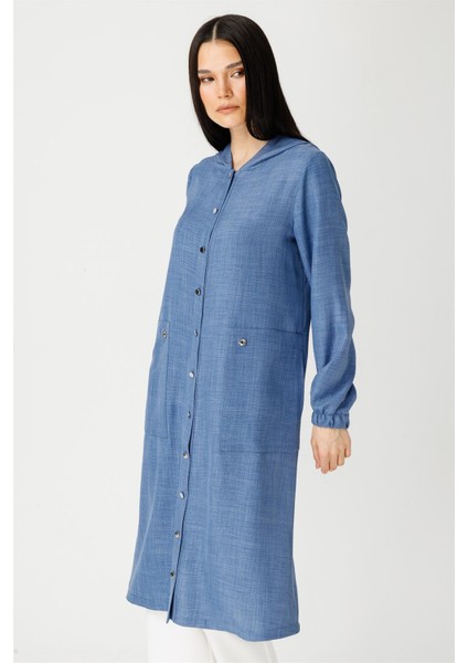 Iri Cepli Kapişon Detaylı Kurtarıcı Giy Çık Tunik Indigo fırsatları