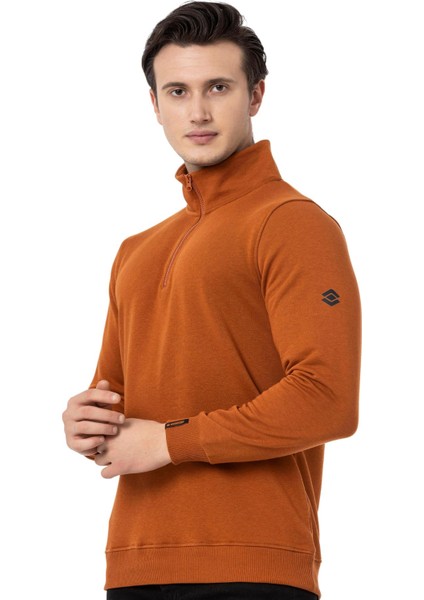 Yarım Fermuarlı Kiremit Erkek Sweatshirt M1519TKR