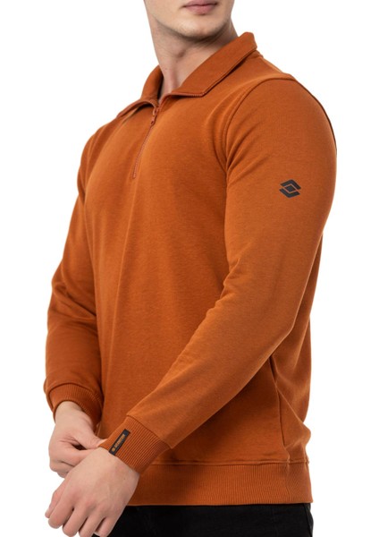 Yarım Fermuarlı Kiremit Erkek Sweatshirt M1519TKR